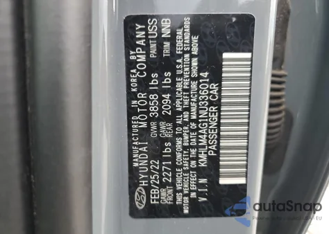 2022 Hyundai Elantra Sel from USA, damaged, VIN KMHLM4AG1NU336014